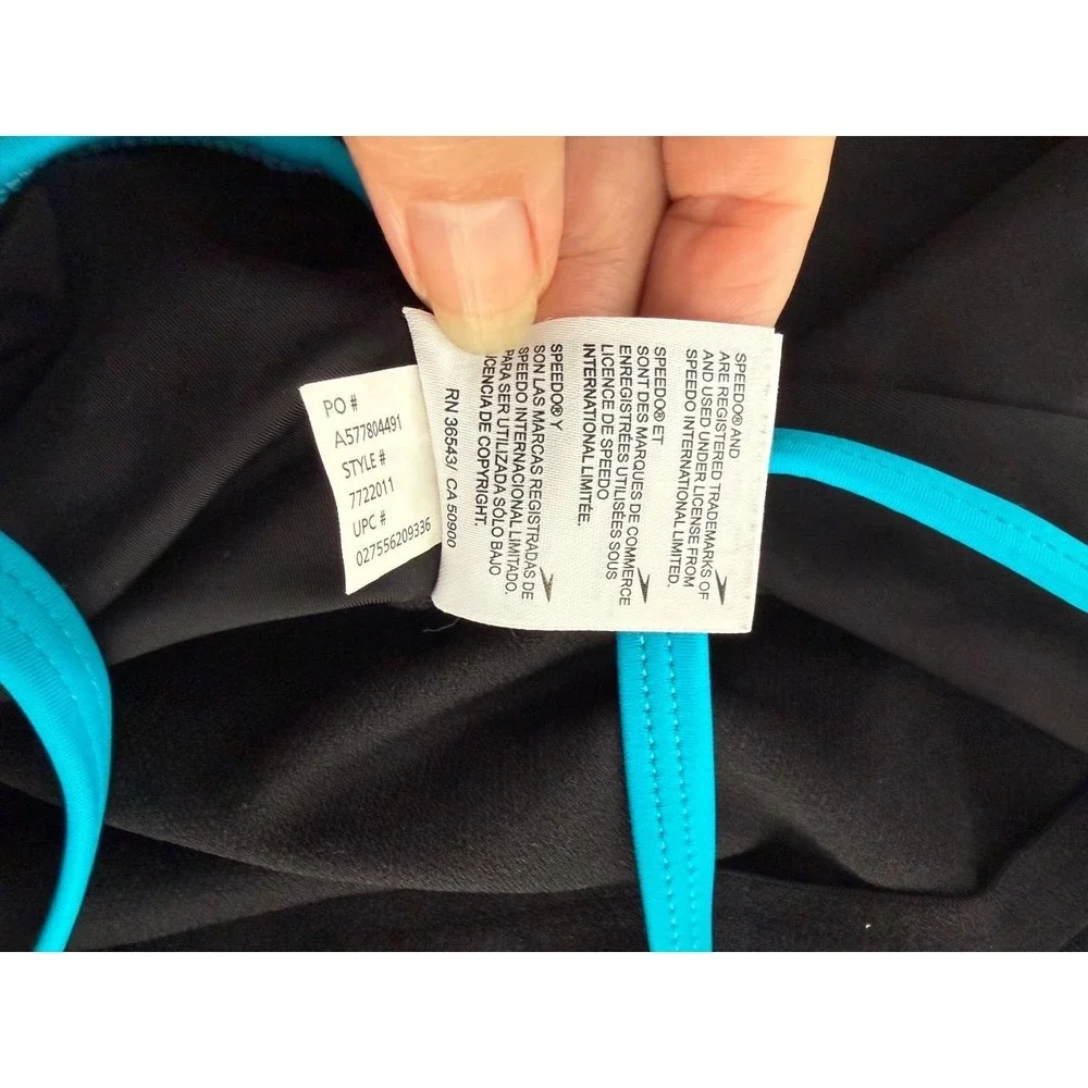 Speedo Women One Piece Swimsuit Black Blue Gray Racerback Size 10‎ Athletic